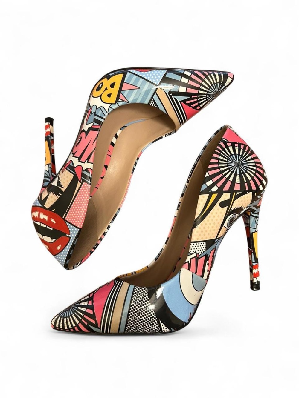 Aldo Size 5 Women's Multicolor Pop-Art Pointed Toe Stiletto Pumps